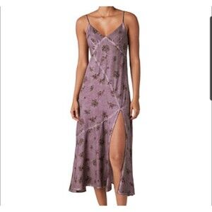 Lucky Brand Floral Print Button Down Slip Dress Women's Size XL Purple Babydoll